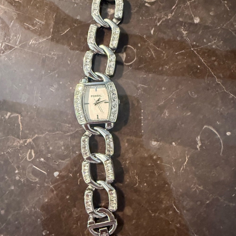 Fossil Silver Crystal-Accented Watch